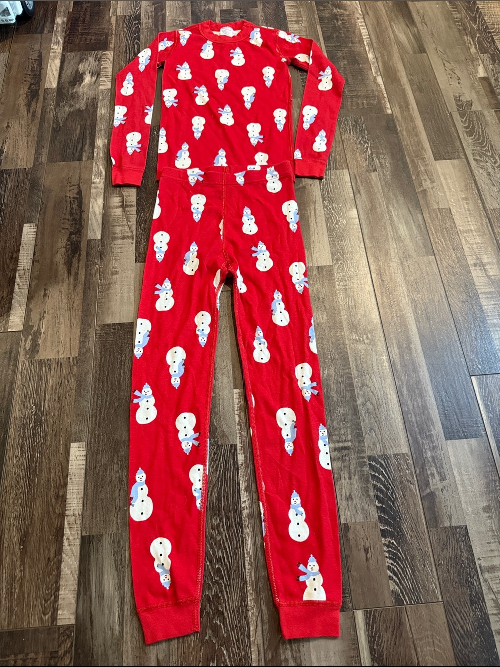 Hanna Andersson Red Snowman Kids Pajama Set